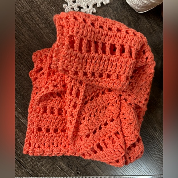 Elegant Coral Crochet Infinity Scarf - Picture 11 of 14